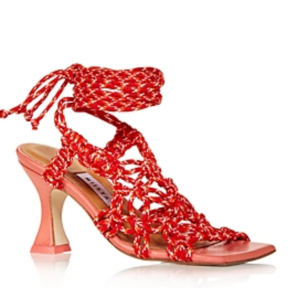 Miista Red and Pink Braided Sandals